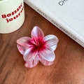 Molla per capelli a fiore di plumeria rosa sfumato con finitura perlata lucida - Rosso