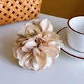 Elegante molletta per capelli a fiore in raso champagne con strass per acconciature - Beige