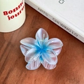 Molletta per capelli a forma di fiore sfumato blu e bianco su base di legno - Blu