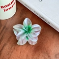 Translucent resin flower hair claw clip with fresh green gradient on wooden background - 8cm / Green