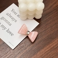Pink marble texture bow hair clip with a sparkling square rhinestone center piece - Hair Clip / Pink