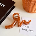 Translucent amber wave hair claw clip with strong metal spring for thick hair - Large / Brown