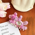 Purple starry galaxy bear hair claw clip with large sparkling rhinestone and white teeth - Gradient Purple-11cm