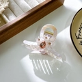 Elegante pinza per capelli a farfalla rosa perlato con fiore e gemma a goccia - Bianco Gioiello Piccolo