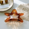 Pinza per capelli a stella vintage in acetato ambrato per acconciature folte - Motivo Ambra Caffè Chiaro (5612698394001) / 11cm