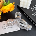 Pinza per capelli in acetato grigio marmorizzato con elegante design a fiocco - 12.4cm / Bianco Sporco