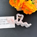 Pink marble texture heart-shaped hair claw clip with wave design and metal spring - Polka Dot Light Pink