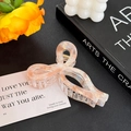 Pink marble acetate bow hair claw clip with gold metal spring for elegant hairstyles - 11cm / Colorful Orange