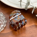 Amber and blue acetate hair claw clip with Barrette la France gold lettering text - Caramel (3.5cm)