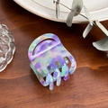 Pince à cheveux élégante en acétate marbré violet et vert pour coiffure française - Bleu Violet (3.5cm)