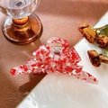 Elegant bow-shaped acetate hair claw clip with red and white marble patterns - Dotted Red-13cm