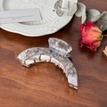 Elegant marble grey acetate hair claw clip with silver metal teeth for thick hair - Gray-9.1cm