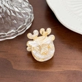 Mini pince à cheveux en acétate avec motif marbré crème et design vintage élégant - Blanc de Riz