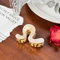 Eleganter gewellter perlmuttfarbener Haarklammer in Creme mit goldenen Metallteilen - 6.9CM / Mehrfarbig