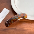 Handmade tortoise shell acetate hair clip with brown and blue patterns in high gloss finish - Caramel - 10cm