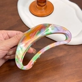 Large acetate hair claw clip with colorful marble pattern in a semi-circular shape - Rainbow / 11.8cm