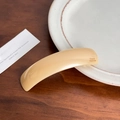Elegant light brown acetate spring hair clip with a curved design and gold handmade text - Beige - 10cm