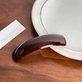 Elegant dark brown acetate hair clip with curved spring design and handmade gold lettering - Dark Coffee - 10cm
