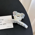 Graziosa pinza per capelli a forma di orso in acrilico bianco perlato e lucido - Piccolo-11cm / bianco cangiante