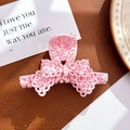 Elegant acetate bow claw clip with pink and white speckled floral pattern finish - Hollow Bow Knot (9.6cm) / Pink