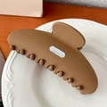 Matte brown 10cm resin shark hair claw clip featuring chic silver brand logo engraving - Brown