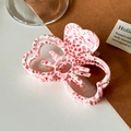 Pinza per capelli in acetato con motivo a farfalla leopardato rosa su sfondo decorativo - Rosa Bianco 8cm