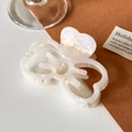 Elegante molletta per capelli a farfalla in acetato bianco perlato per acconciature - Bianco Iridescente 8cm