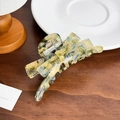 Acetate hollow bow hair claw with colorful ink texture for elegant women's hairstyling - Greenish Yellow-10.7cm