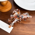 Elegant large acetate hair claw clip with tortoise shell pattern in a bow shape design - Floral Coffee-10.7cm