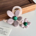 Elegante molletta per capelli a fiore lavanda con centro in marmo e finitura rosa opaco - Viola-9.4cm