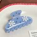 Hellblaue Acetat-Haarklammer mit Schneeflocken und Strasssteinen für winterliche Frisuren - 8cm / Blau