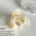 Pince à cheveux élégante en acétate ivoire et ambre avec lettrage doré style français - Café Blanc (4.7cm)