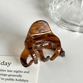Pince à cheveux écaillée ambre foncé avec logo doré France pour coiffure élégante - Café (4.7cm)