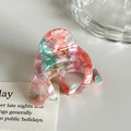 Pince à cheveux en acétate marbré rose et menthe avec lettrage doré la France chic - Bleu Rose (4.7cm)