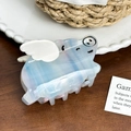 Pinza per capelli a forma di maialino volante con finitura marmorizzata blu e viola - 7.7cm / Azzurro