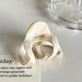Pince à cheveux élégante en acétate crème marbré avec lettrage doré la France pour femme - Café au Lait (4.7cm)