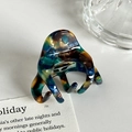 Pince à cheveux motif marbre écaille de tortue avec lettrage doré Barrette La France - Café Bleu Coloré (4.7cm)