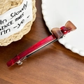 Handmade red and brown tortoiseshell acetate bow hair clip with gold logo detail - 10.7CM / Red