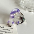 Petite pince à cheveux marbrée violette avec lettrage France doré pour queue de cheval - Gris Violet (4.7cm)