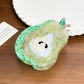 Acetate hair claw clip featuring a pear design in pearlescent green and white finish - Pear / 9.8CM