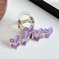 Eleganter lilafarbener Haarklammer mit Herz-Design aus transparentem Acryl und Metallfeder - Lila / 8.7cm