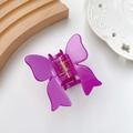 Purple acetate butterfly hair claw clip with golden spring mechanism for women - Eggplant Purple