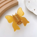 Translucent amber acetate butterfly hair claw clip with a strong silver metal spring - Gold Yellow