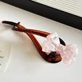 Rosafarbene Haarspange mit Schleife, Marmortextur, Schildpatt-Optik und Strass-Akzent - Floral Rosa (12.2cm)