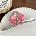 Pinza para el pelo con lazo rosa y acetato gris para peinados elegantes - 12.8cm / Gris