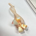 Elegant champagne acetate hair claw clip with a pearlescent gradient bow and rhinestone - Radiant Colorful (12.2cm)