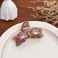 Pince à cheveux en acétate forme oreilles de chat avec paillettes holographiques ambre - Café Coloré