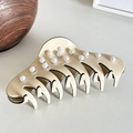 Creamy beige acetate hair claw clip with elegant white pearl accents and black trim - Large / Beige