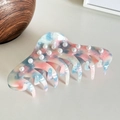 Pink and blue marble acetate hair claw clip with white pearl accents for elegant hair styling - Large / Pale Blue