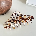 Large tortoiseshell acetate hair claw clip with white pearl accents for daily styling - Large / White Coffee